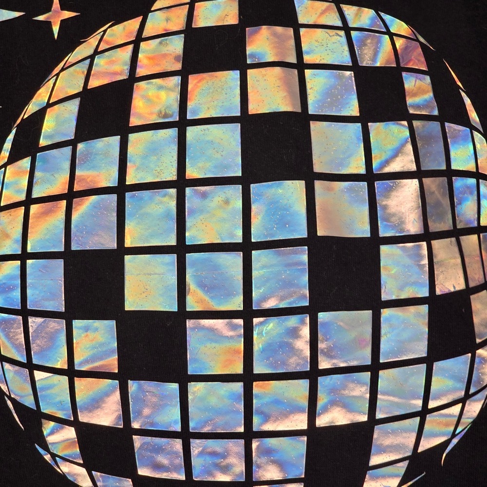 Gildan DSD Disco Ball Holographic Graphic T-Shirt Mens XL Black Short Sleeve - Picture 7 of 11